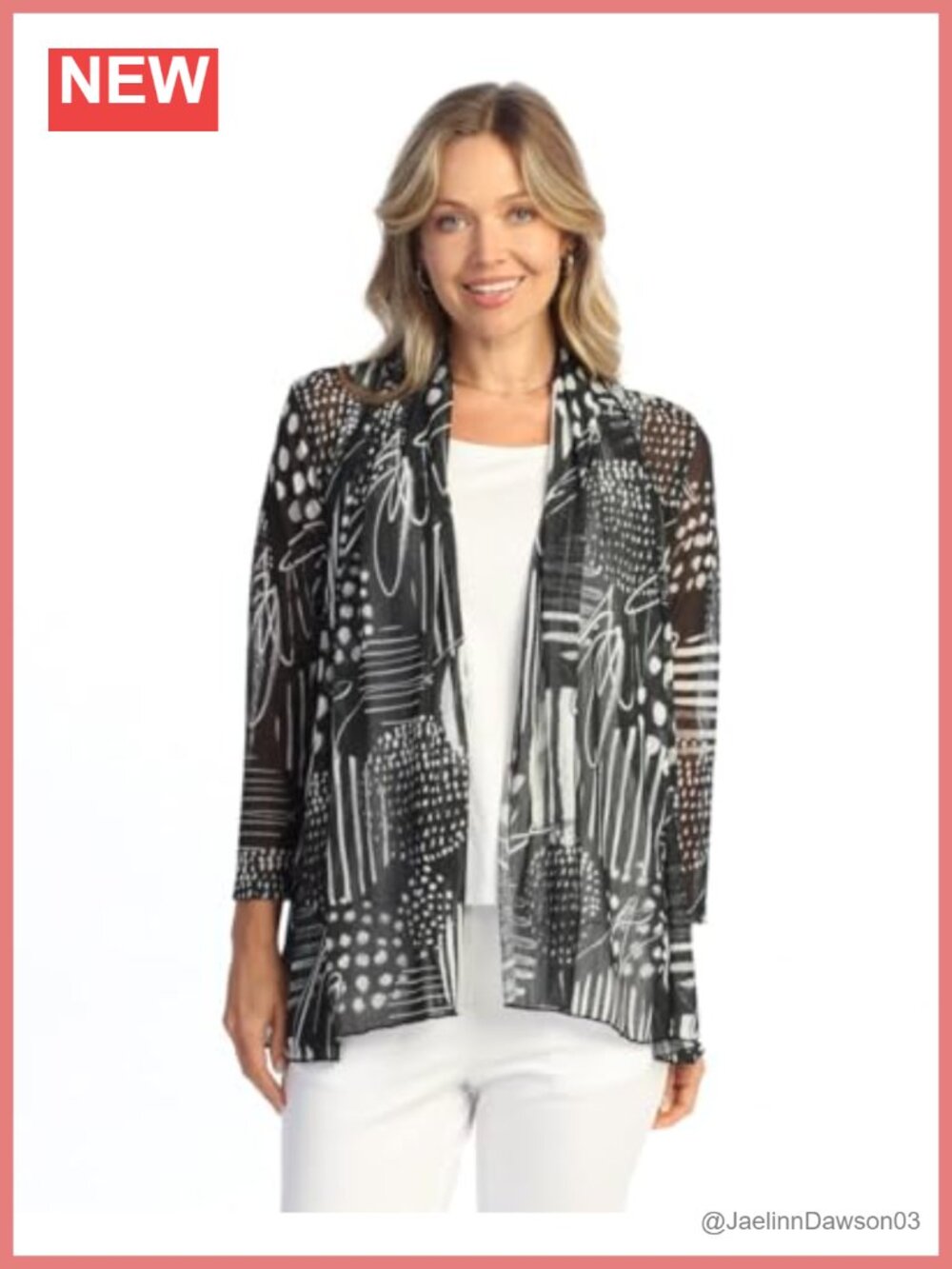 Crepe Mesh Drape Cardigan Criss Cross Hem 3/4 Sleeve Lightweight